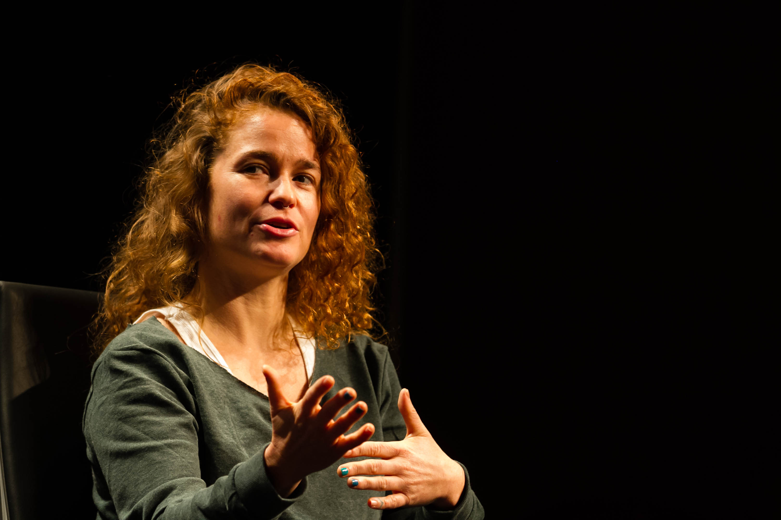 Swoon speaking at PopTech in 2014.