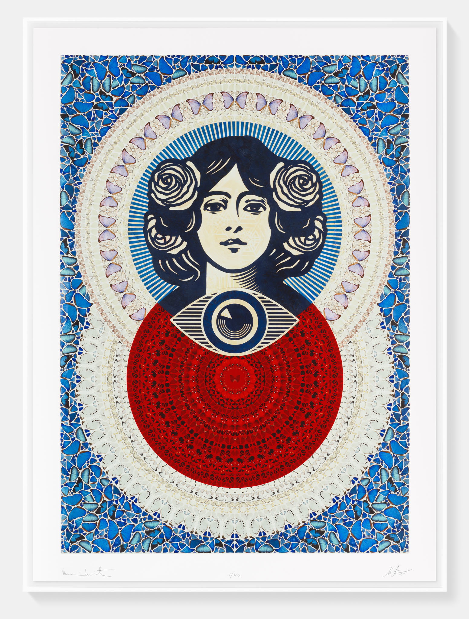 Third Eye Butterfly Mandala (Blue) (Large) by Shepard Fairey