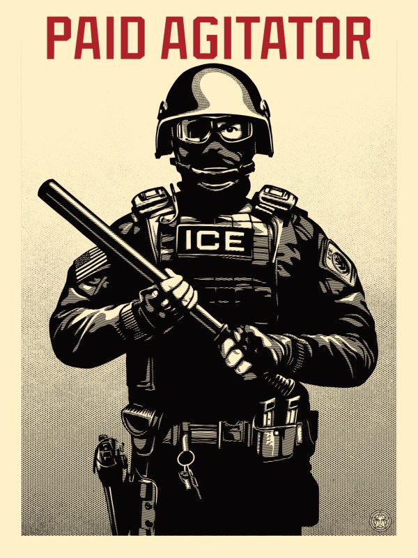 Projection Mirror: Paid Agitator by Shepard Fairey