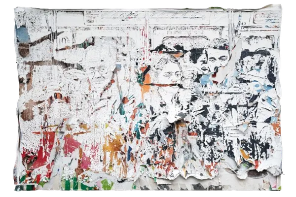 Réseau Series #02 (2026) by Vhils: Metal based hand-carved advertising posters.