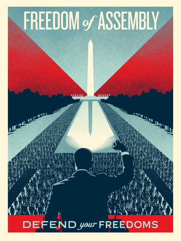 Defend Your Freedoms – Freedom of Assembly by Shepard Fairey