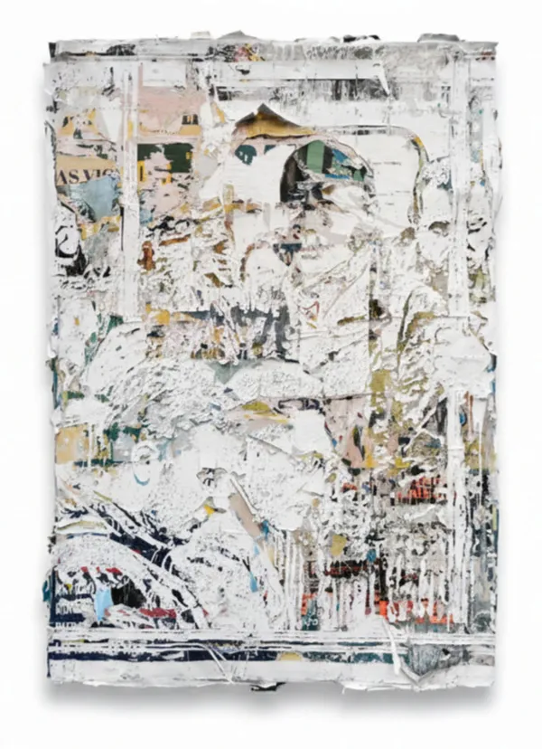 Interval Series #02 (2026) by Vhils: Metal based hand-carved advertising posters.