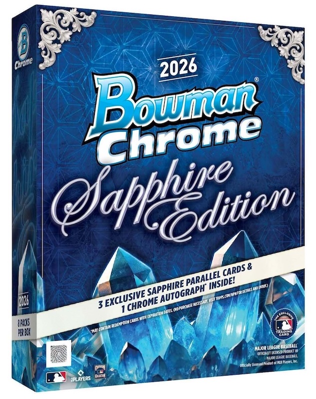 2026 Bowman Chrome Baseball Sapphire Edition blue sealed hobby box.