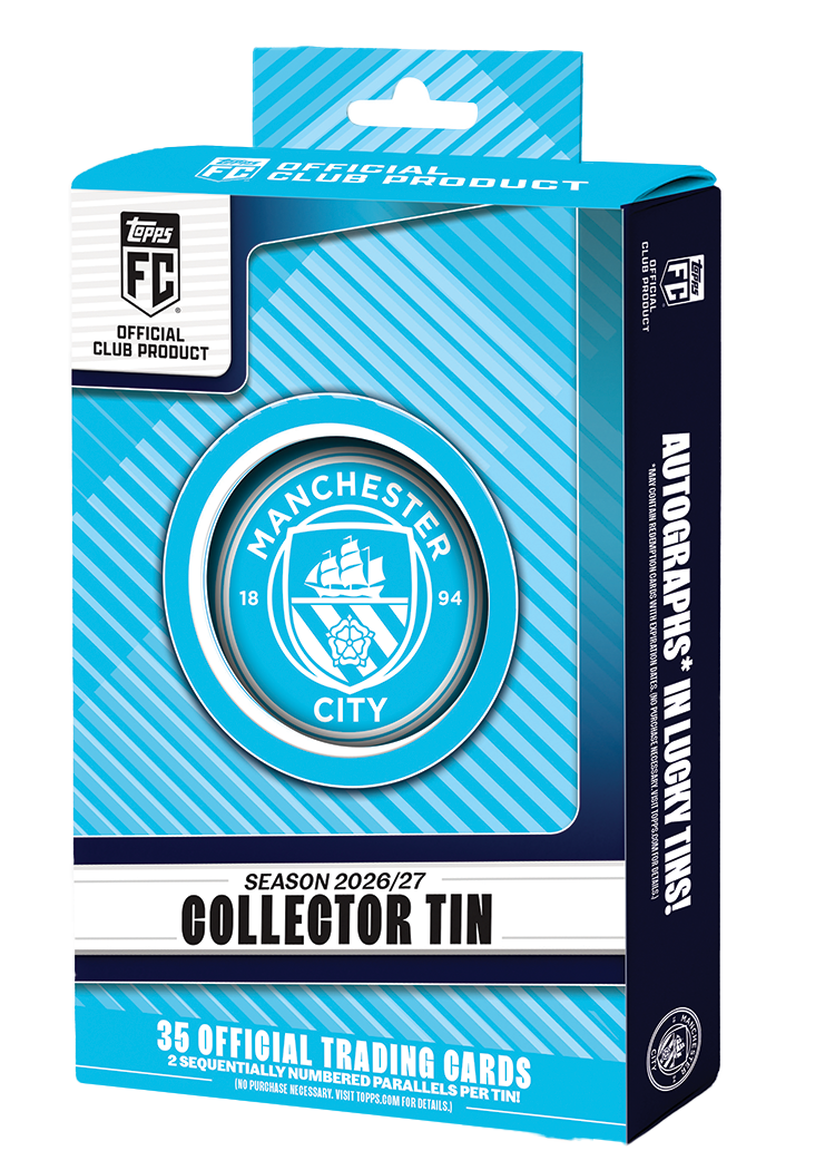 Topps Manchester City Collector Tin 2026/27 — exact retail packaging