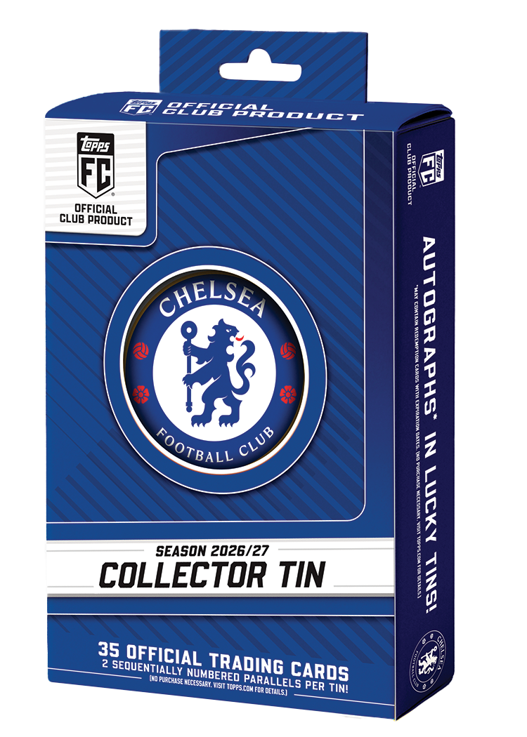 Topps Chelsea Collector Tin 2026/27 — exact retail packaging