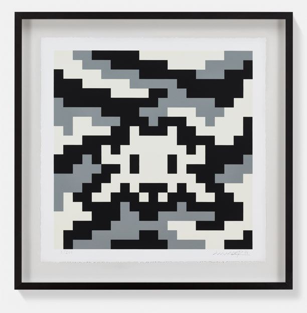 CAMO S-3C-M2, NVDR2-2, grey black and white screenprint, shown framed