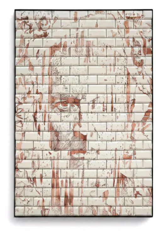 Vestibule Series #02 (2026) by Vhils: Hand painted sandblasted ceramic tiles.