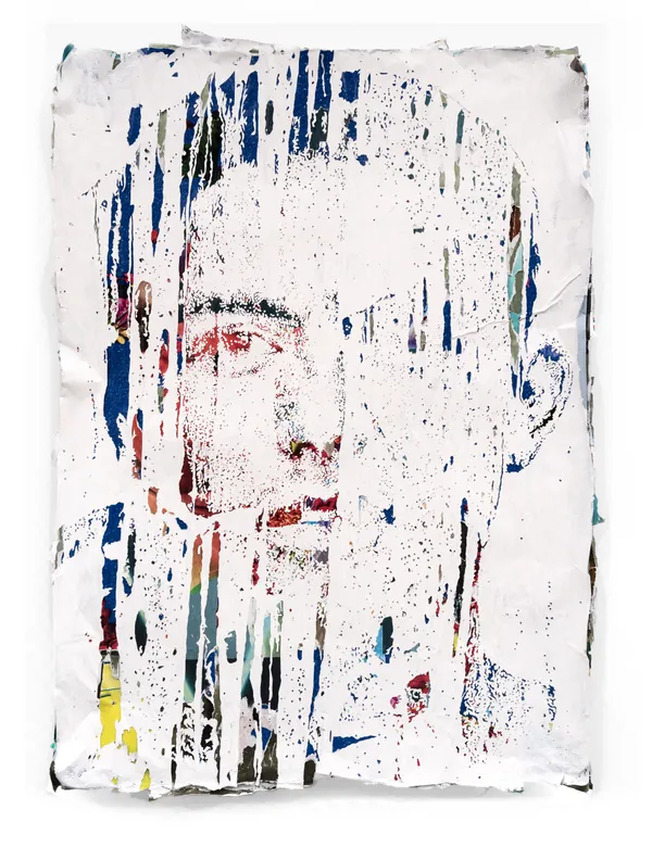 Density Series #09 (2026) by Vhils: Hand-carved advertising posters.