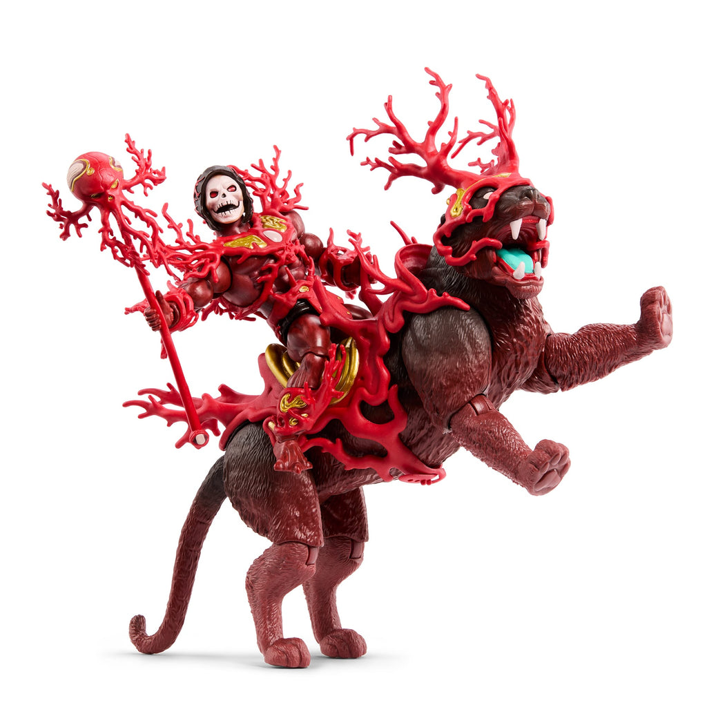 Skeletor and Panthor wearing branching red coral armour.