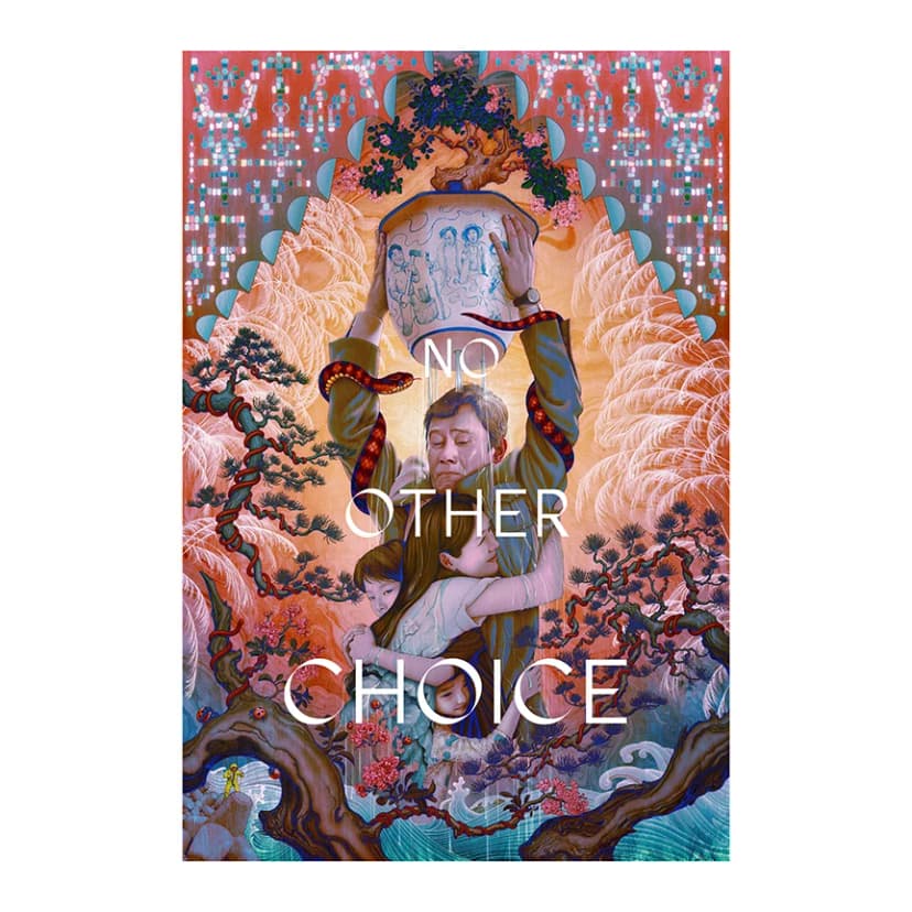 NEON No Other Choice poster showing Jean’s family-and-trees image overlaid with the film title.