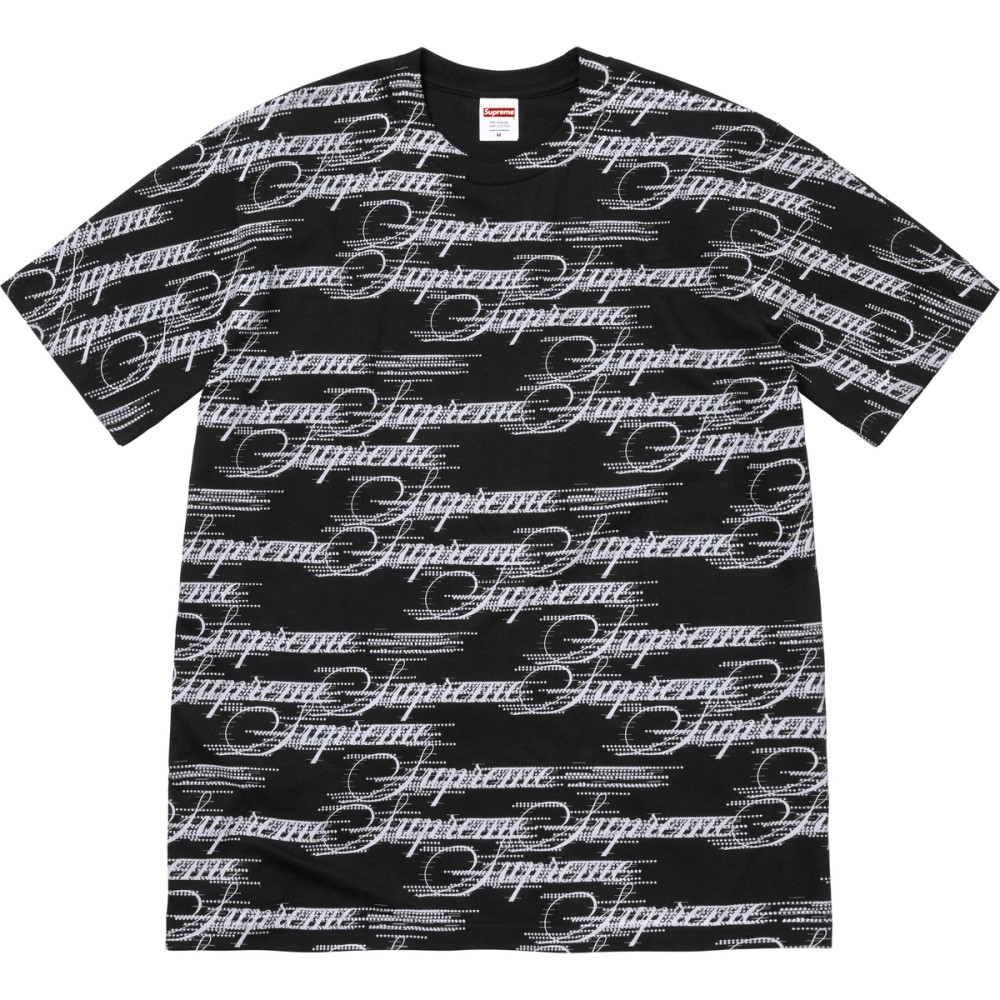 Supreme Script Tee, Fall 2026 exact preview, pictured Black / white script.