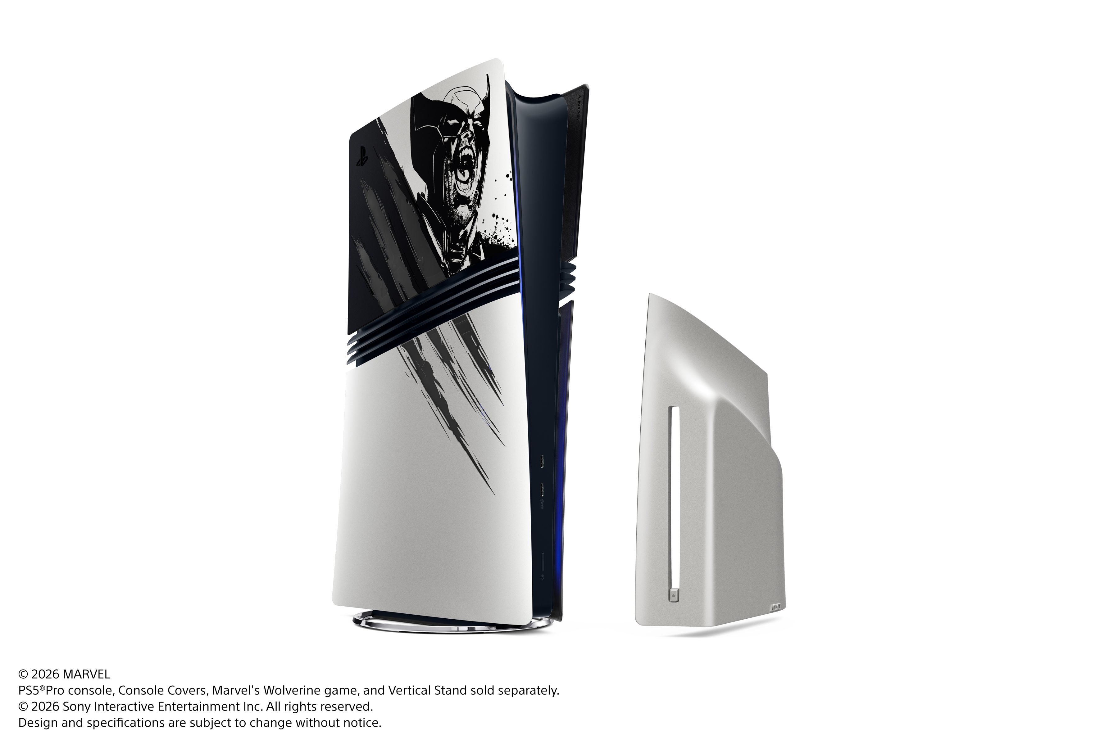 PS5 Pro Console Covers – Marvel’s Wolverine Adamantium Limited Edition; covers shown fitted, console sold separately