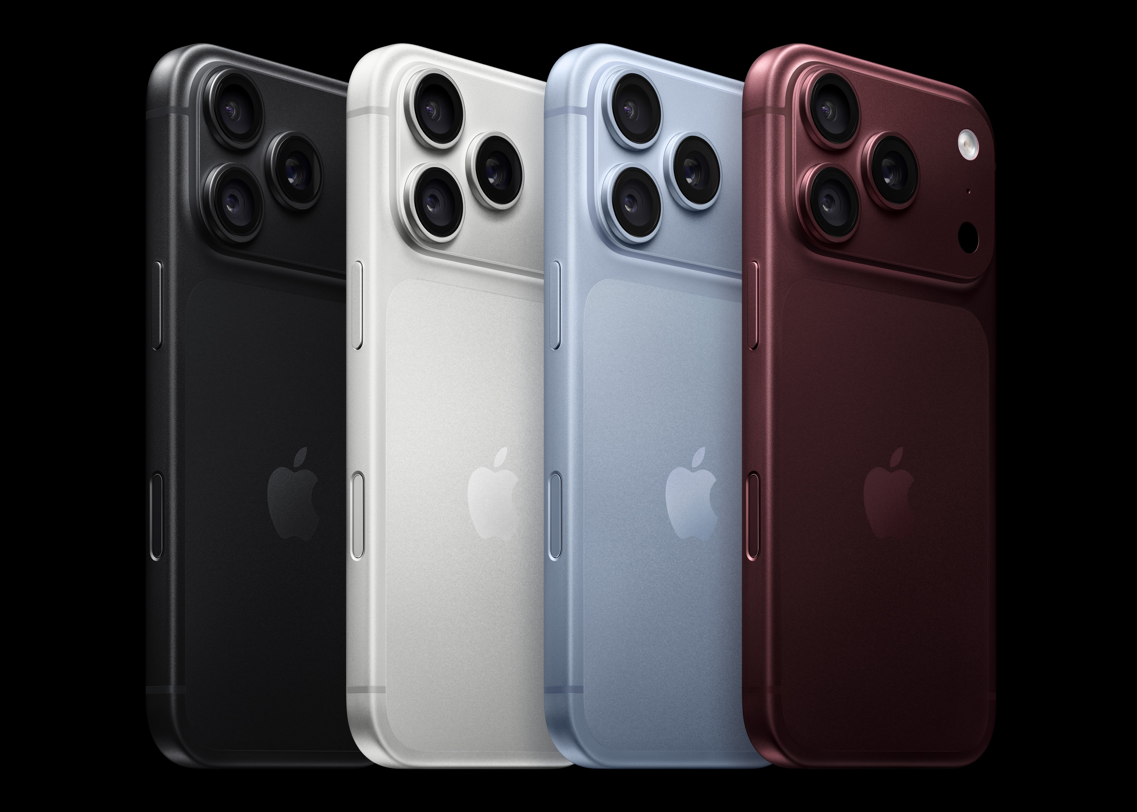 iPhone 18 Pro in black, silver, glacier and burgundy.
